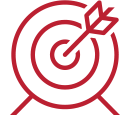 Red icon of an arrow hitting a bullseye