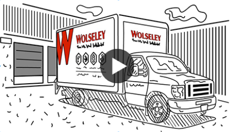Sketch of a Wolseley Truck with play button.